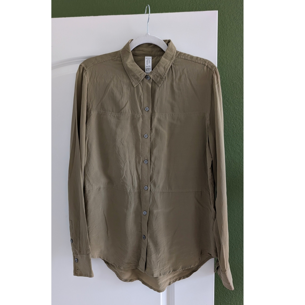 NWOT SPANX 100% Silk Button Down Shirt